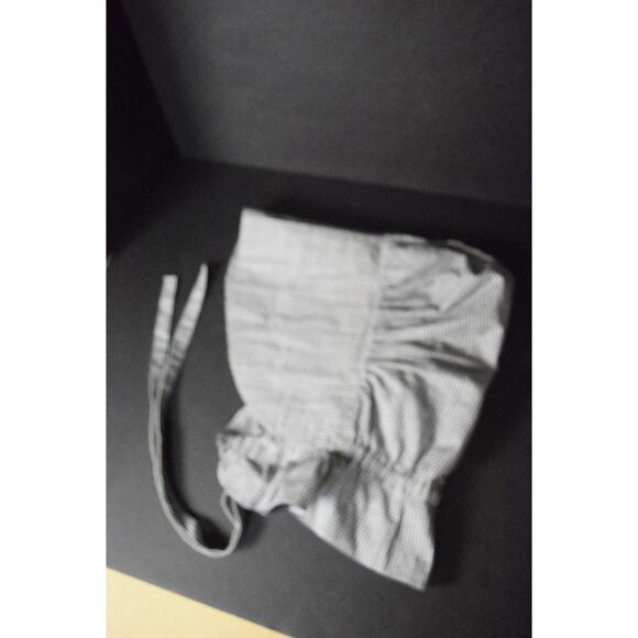 Acadian Style Bonnet Historic Reproduction Hat Costume Gingham Check Ruffles - Picture 11 of 12